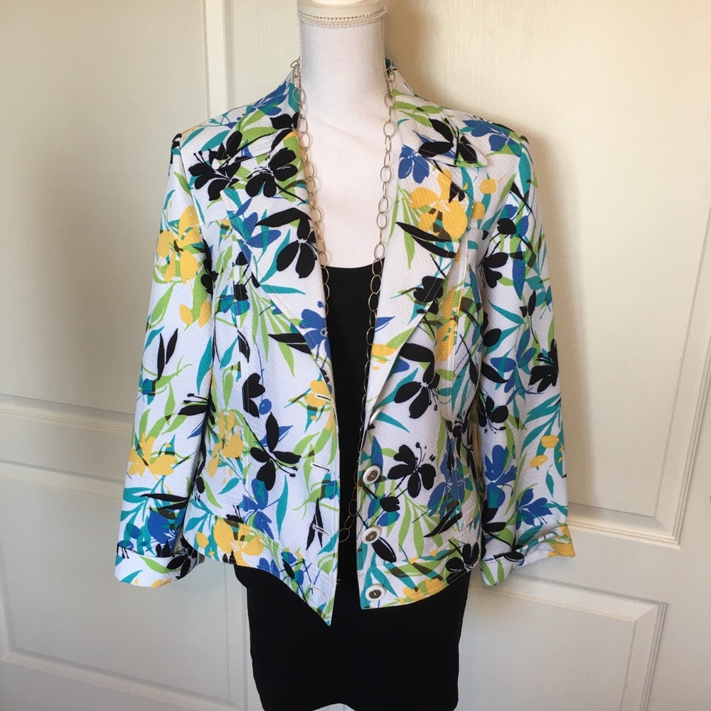 Requirements floral denim-style jacket